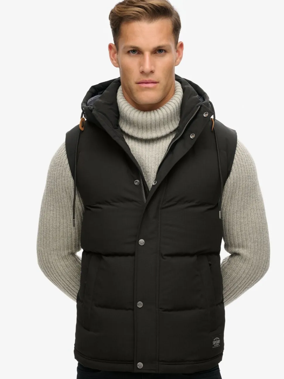 Superdry Jet Black Everest Hooded Puffer Gilet