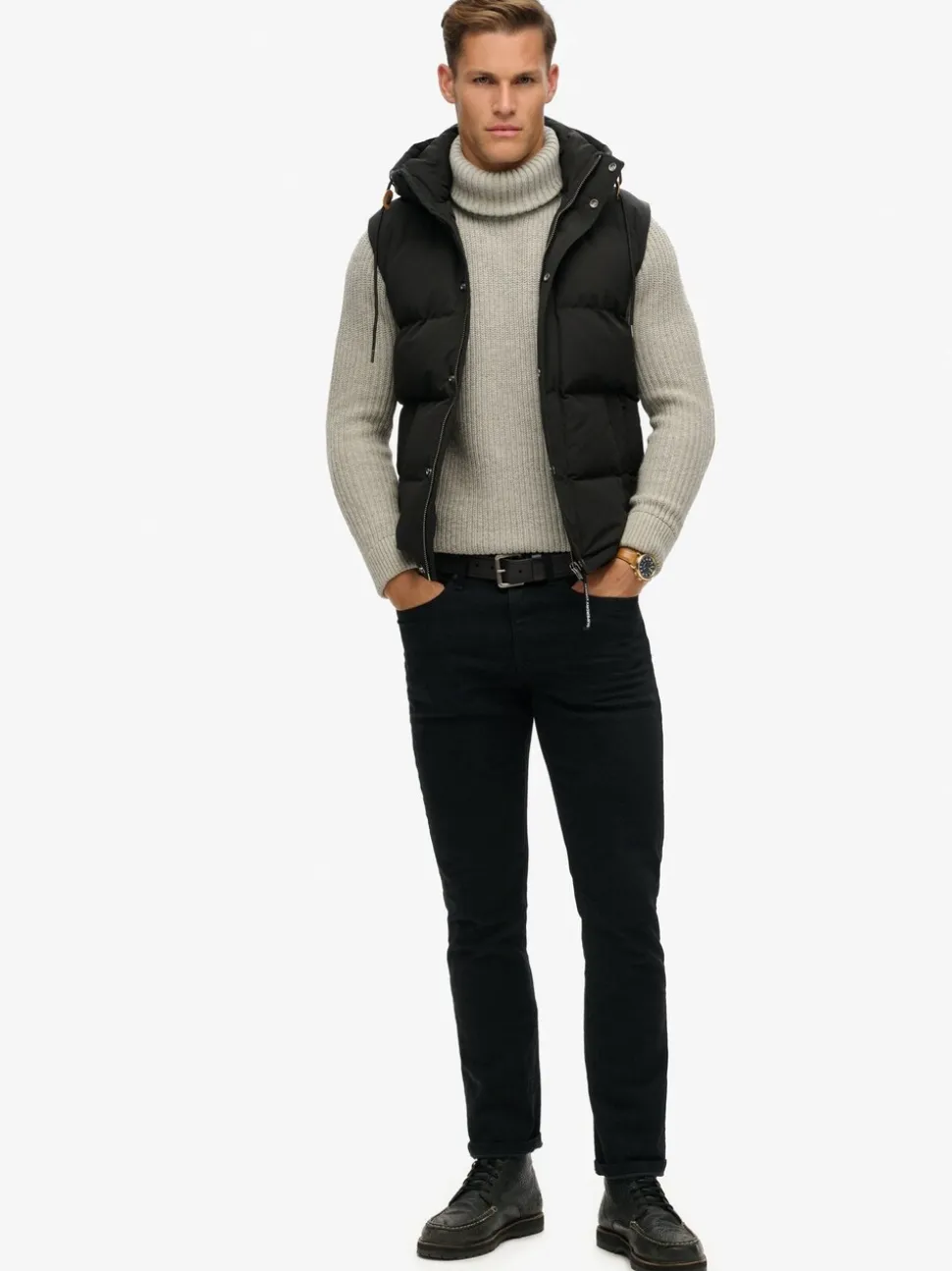 Superdry Jet Black Everest Hooded Puffer Gilet