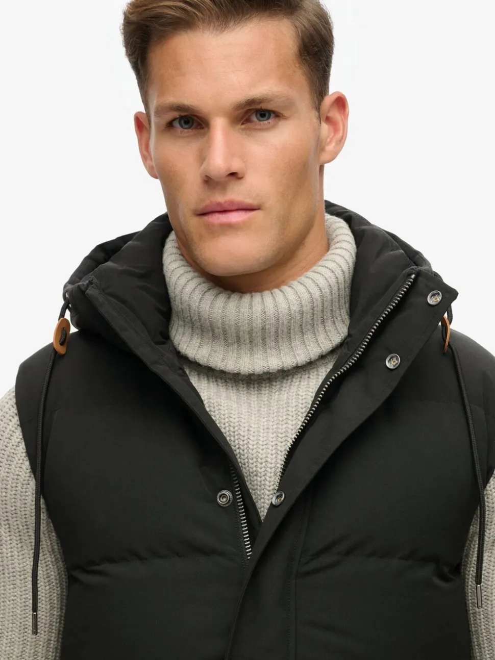 Superdry Jet Black Everest Hooded Puffer Gilet