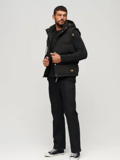 Superdry Jet Black Everest Hooded Puffer Gilet