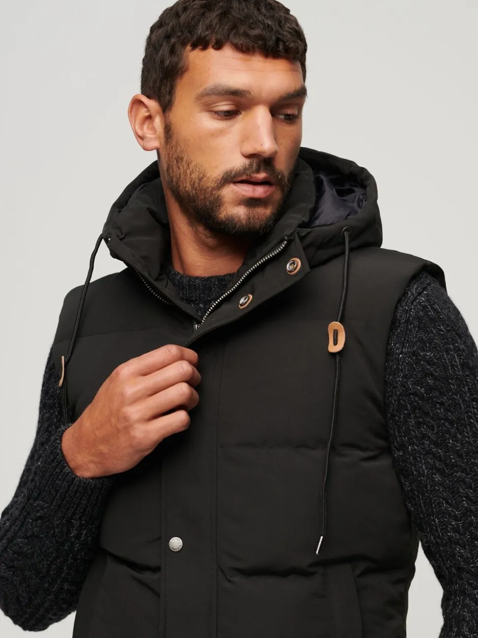Superdry Jet Black Everest Hooded Puffer Gilet