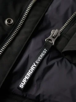 Superdry Jet Black Everest Hooded Puffer Gilet