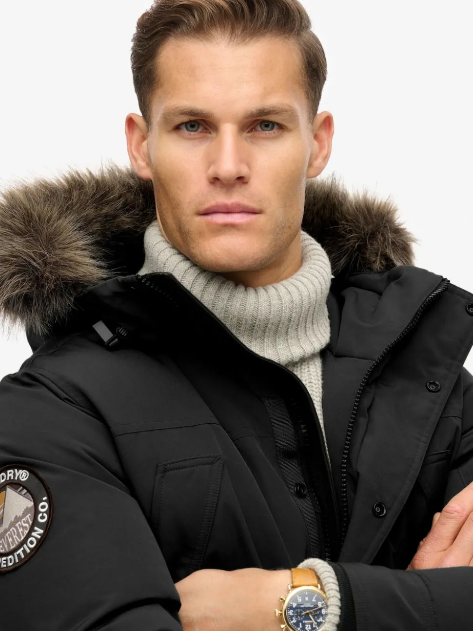 Superdry Jet Black Everest Faux Fur Parka Jacket