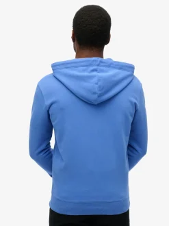 Superdry Light Blue Essential Logo Half Brushed Zip Hoodie