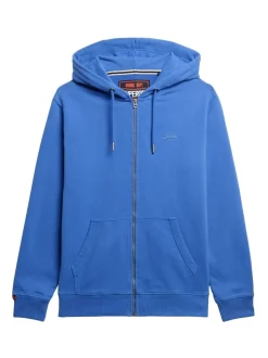 Superdry Light Blue Essential Logo Half Brushed Zip Hoodie