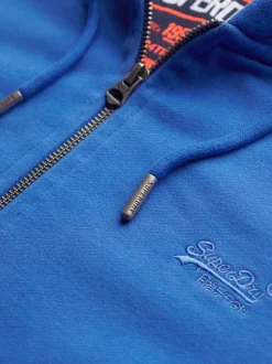 Superdry Light Blue Essential Logo Half Brushed Zip Hoodie