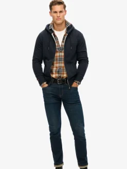 Superdry Midnight Blue Essential Logo Half Brushed Zip Hoodie