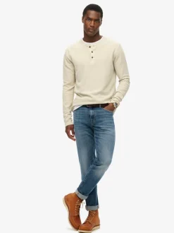 Superdry Natural Waffle Long Sleeve Half Button Top