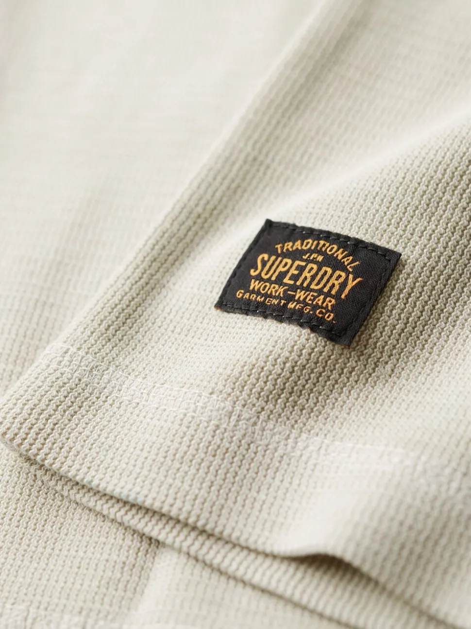 Superdry Natural Waffle Long Sleeve Half Button Top