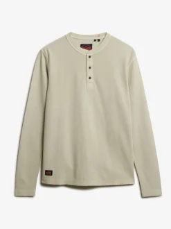 Superdry Natural Waffle Long Sleeve Half Button Top