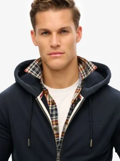 Superdry Navy Blue Essential Logo Half Brushed Zip Hoodie