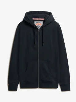 Superdry Navy Blue Essential Logo Half Brushed Zip Hoodie
