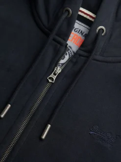 Superdry Navy Blue Essential Logo Half Brushed Zip Hoodie