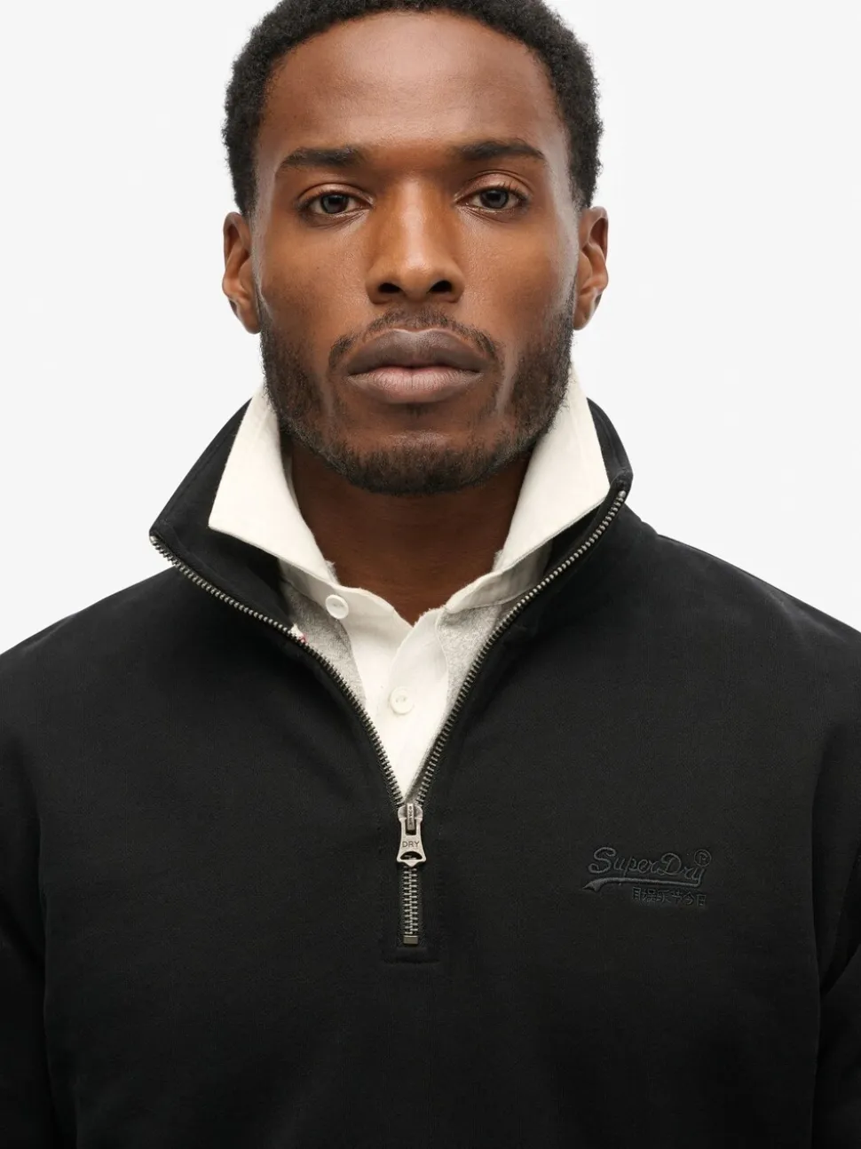 Superdry Navy Blue Knitted Texture Long Sleeve Polo Shirt
