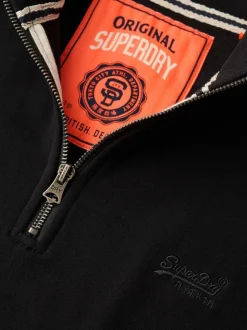 Superdry Navy Blue Knitted Texture Long Sleeve Polo Shirt