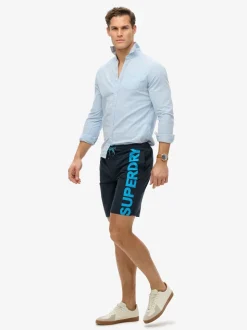 Superdry Navy/Turquoise Classic 19 Logo Board Shorts