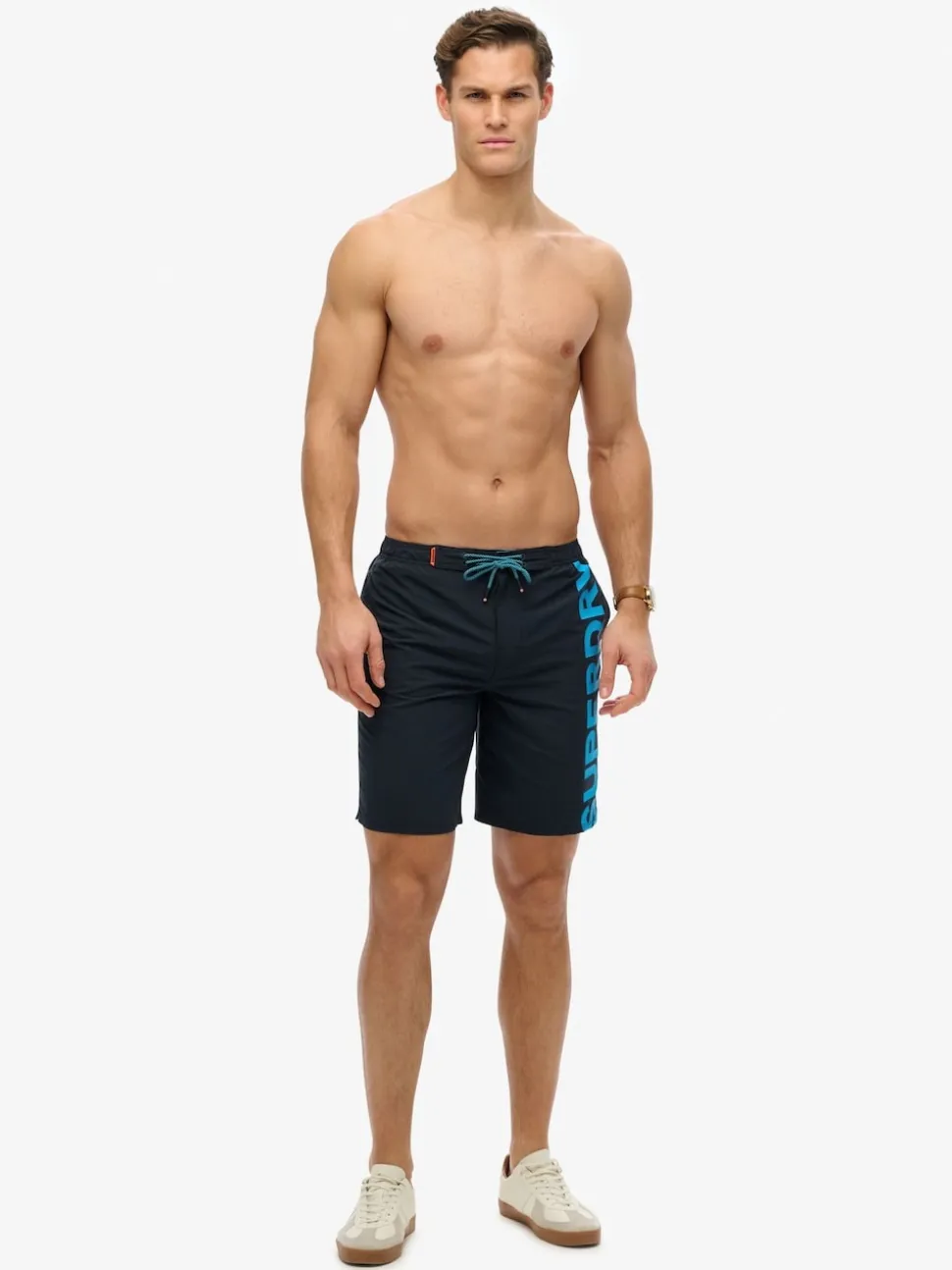 Superdry Navy/Turquoise Classic 19 Logo Board Shorts
