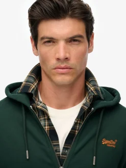 Superdry Olive Green Essential Logo Half Brushed Zip Hoodie