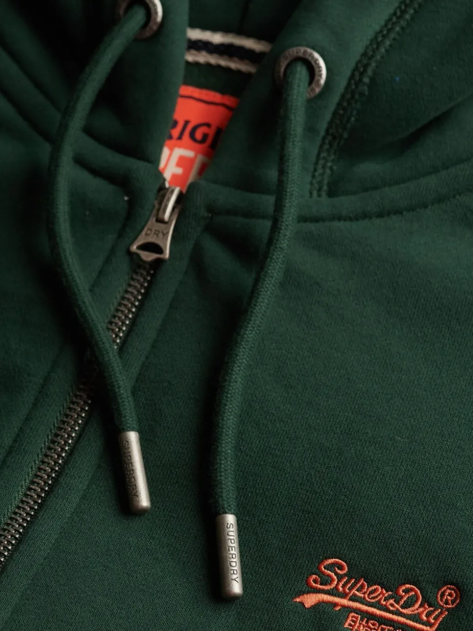Superdry Olive Green Essential Logo Half Brushed Zip Hoodie