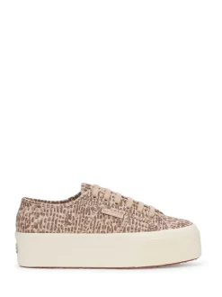 Superga 2790 Jaguar Print Canvas Trainers in Brown/Light Beige