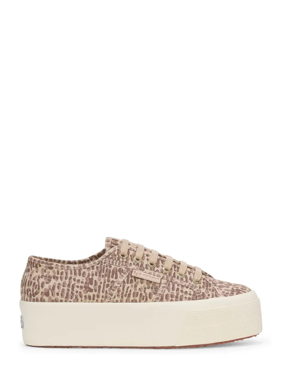 Superga 2790 Jaguar Print Canvas Trainers in Brown/Light Beige