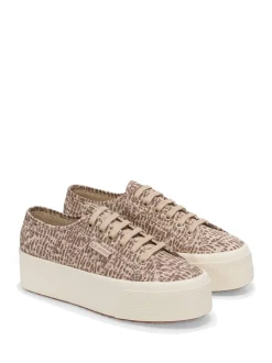 Superga 2790 Jaguar Print Canvas Trainers in Brown/Light Beige