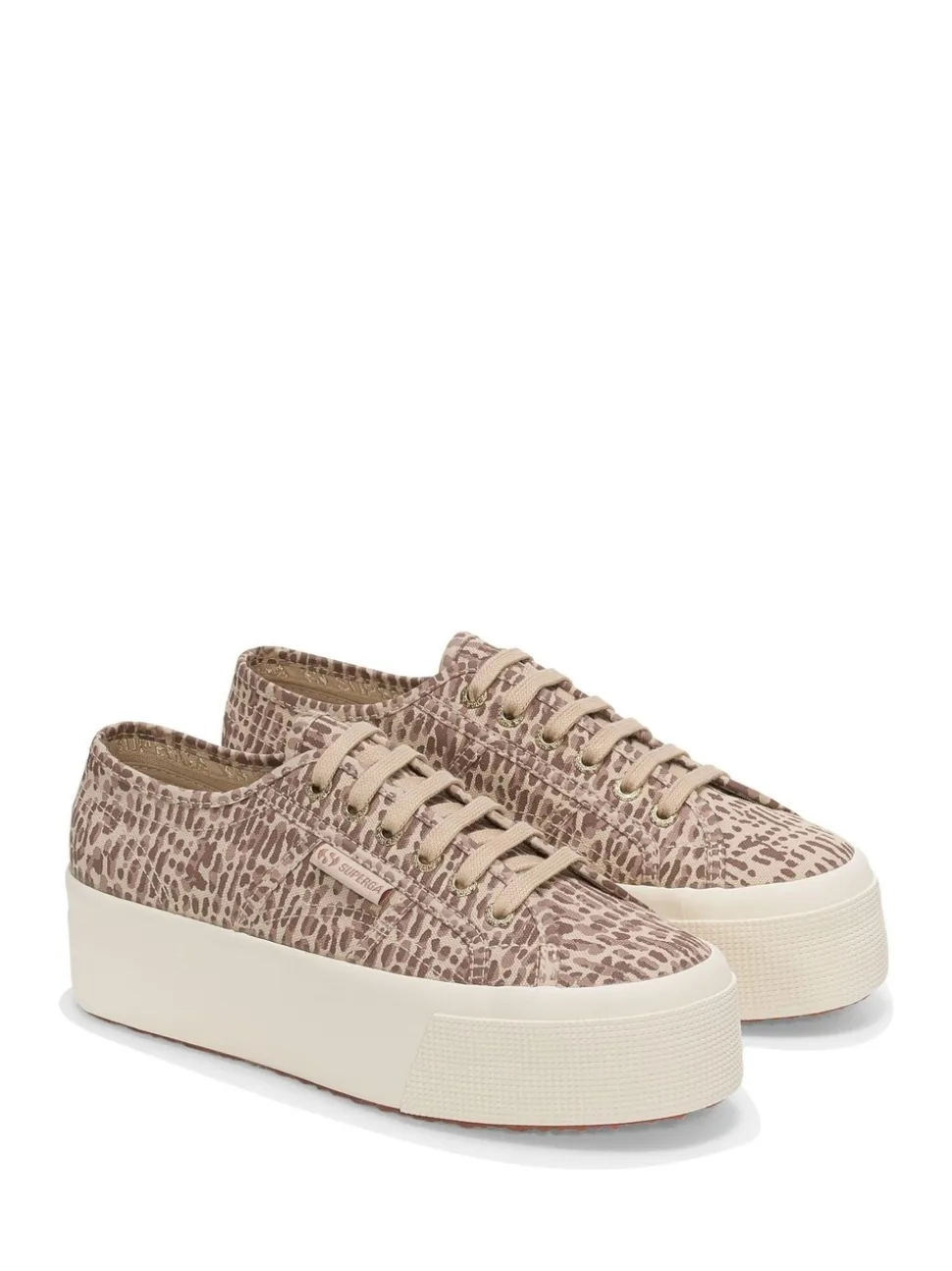 Superga 2790 Jaguar Print Canvas Trainers in Brown/Light Beige