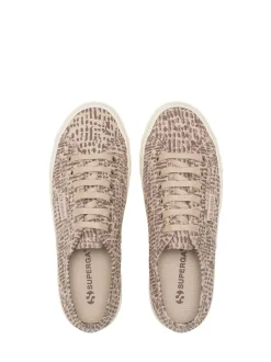 Superga 2790 Jaguar Print Canvas Trainers in Brown/Light Beige