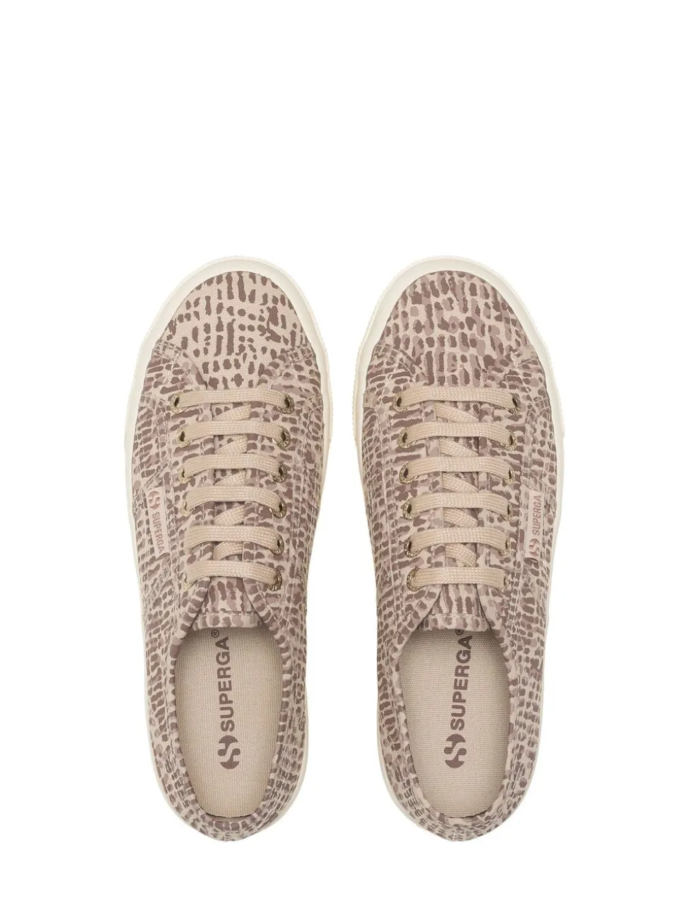 Superga 2790 Jaguar Print Canvas Trainers in Brown/Light Beige
