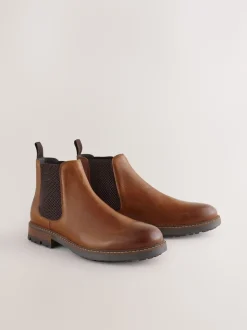 Tan Brown Casual Leather Chelsea Boots