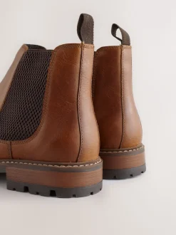 Tan Brown Casual Leather Chelsea Boots