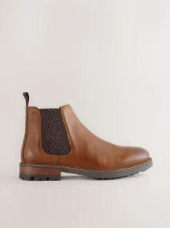 Tan Brown Casual Leather Chelsea Boots