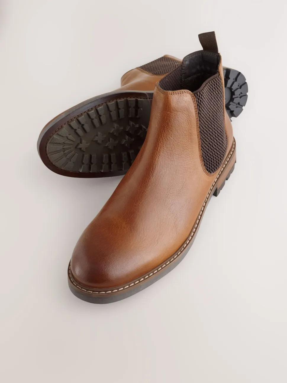 Tan Brown Casual Leather Chelsea Boots
