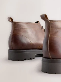 Tan Brown Chunky Leather Chukka Boots