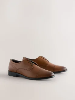 Tan Brown Derby Toe Cap Shoes