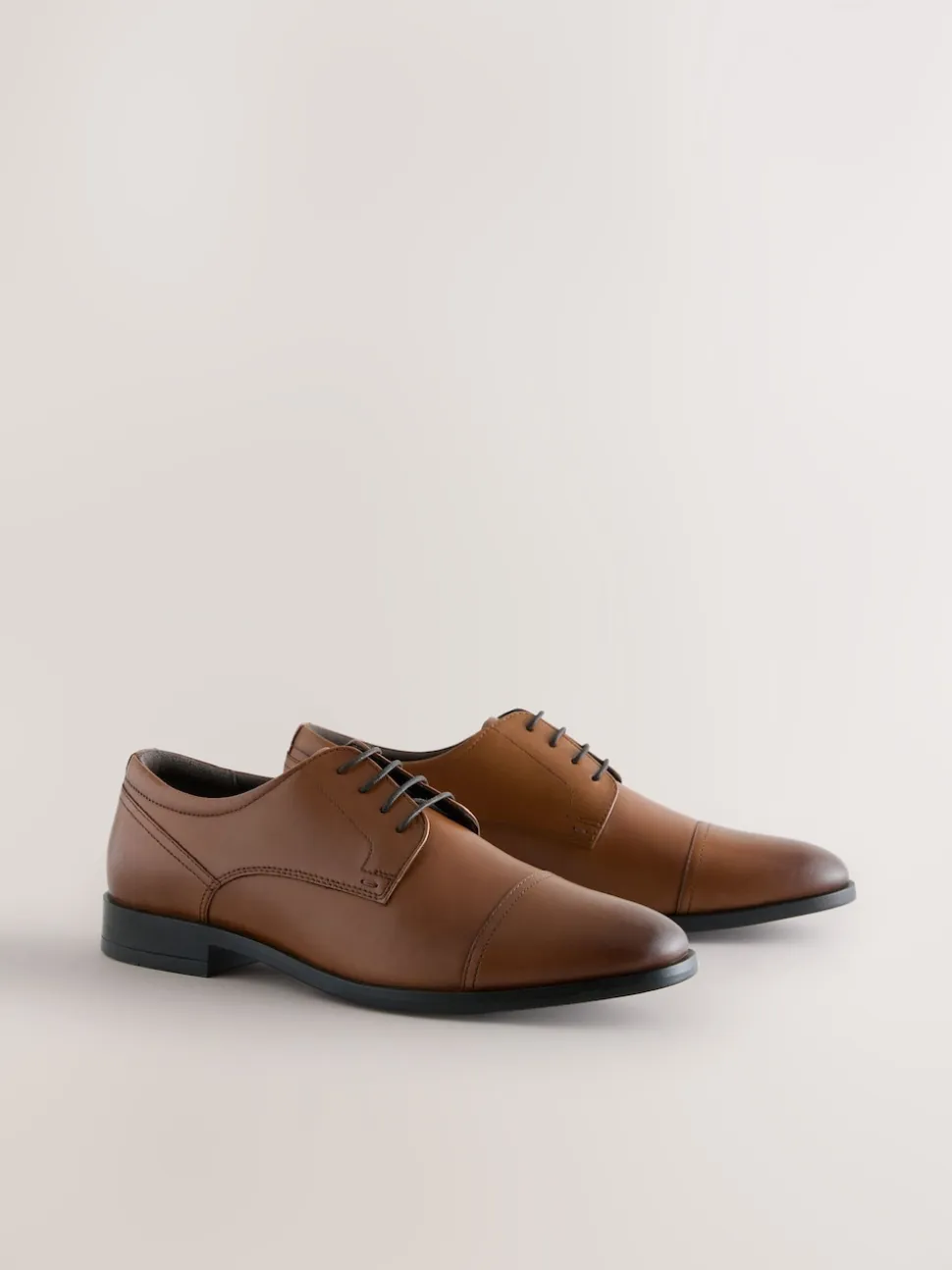 Tan Brown Derby Toe Cap Shoes