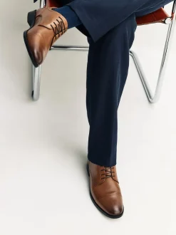 Tan Brown Derby Toe Cap Shoes