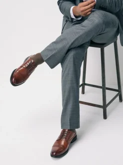 Tan Brown Derby Toe Cap Shoes