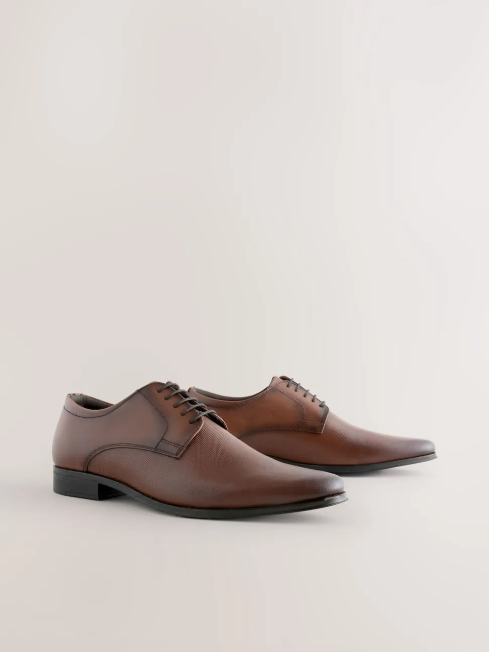 Tan Brown Embossed Derby Shoes