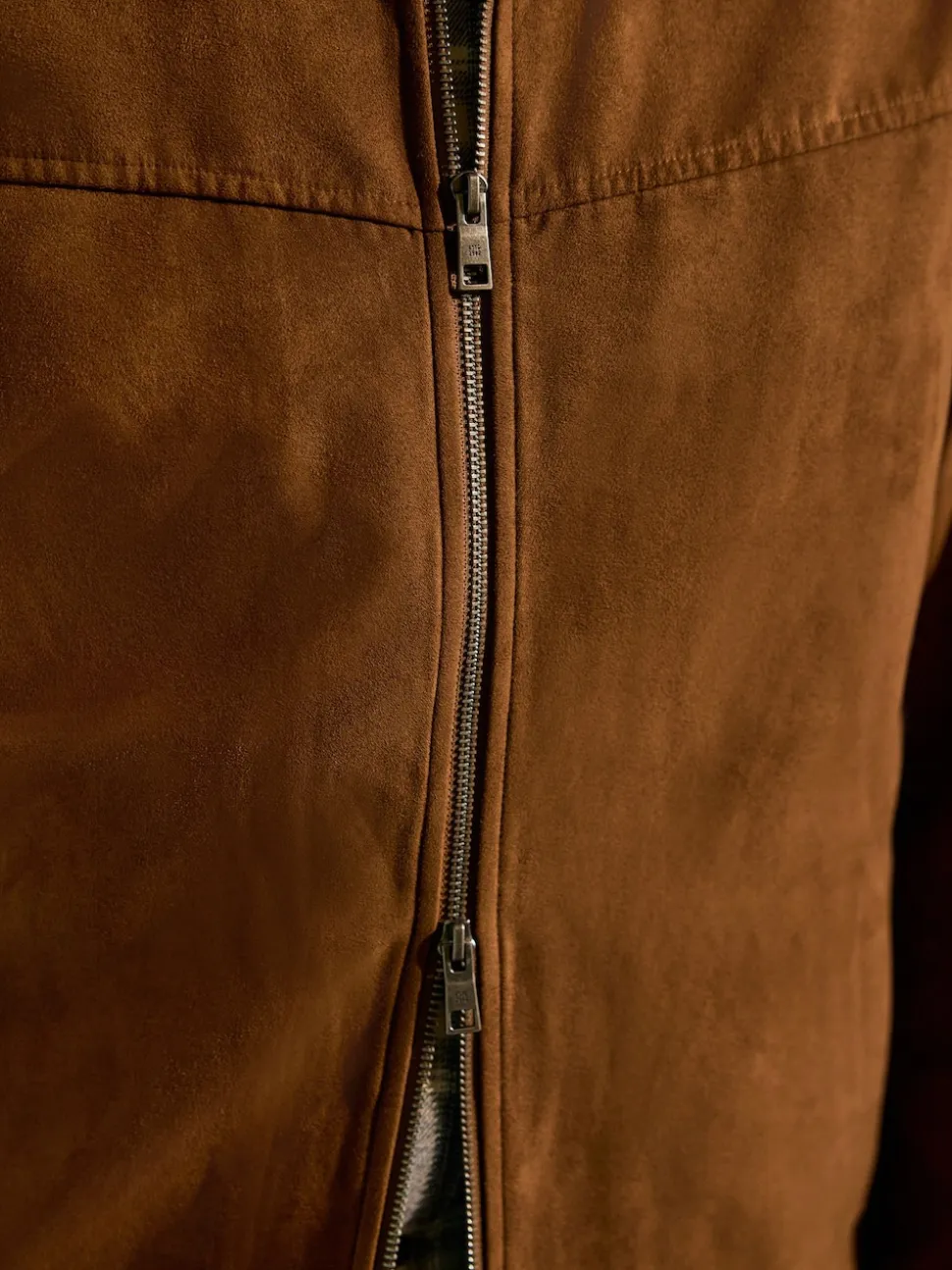 Tan Brown Faux Suede Harrington Jacket