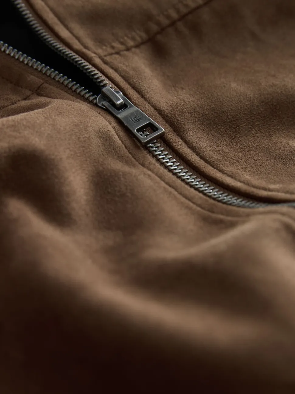 Tan Brown Faux Suede Harrington Jacket