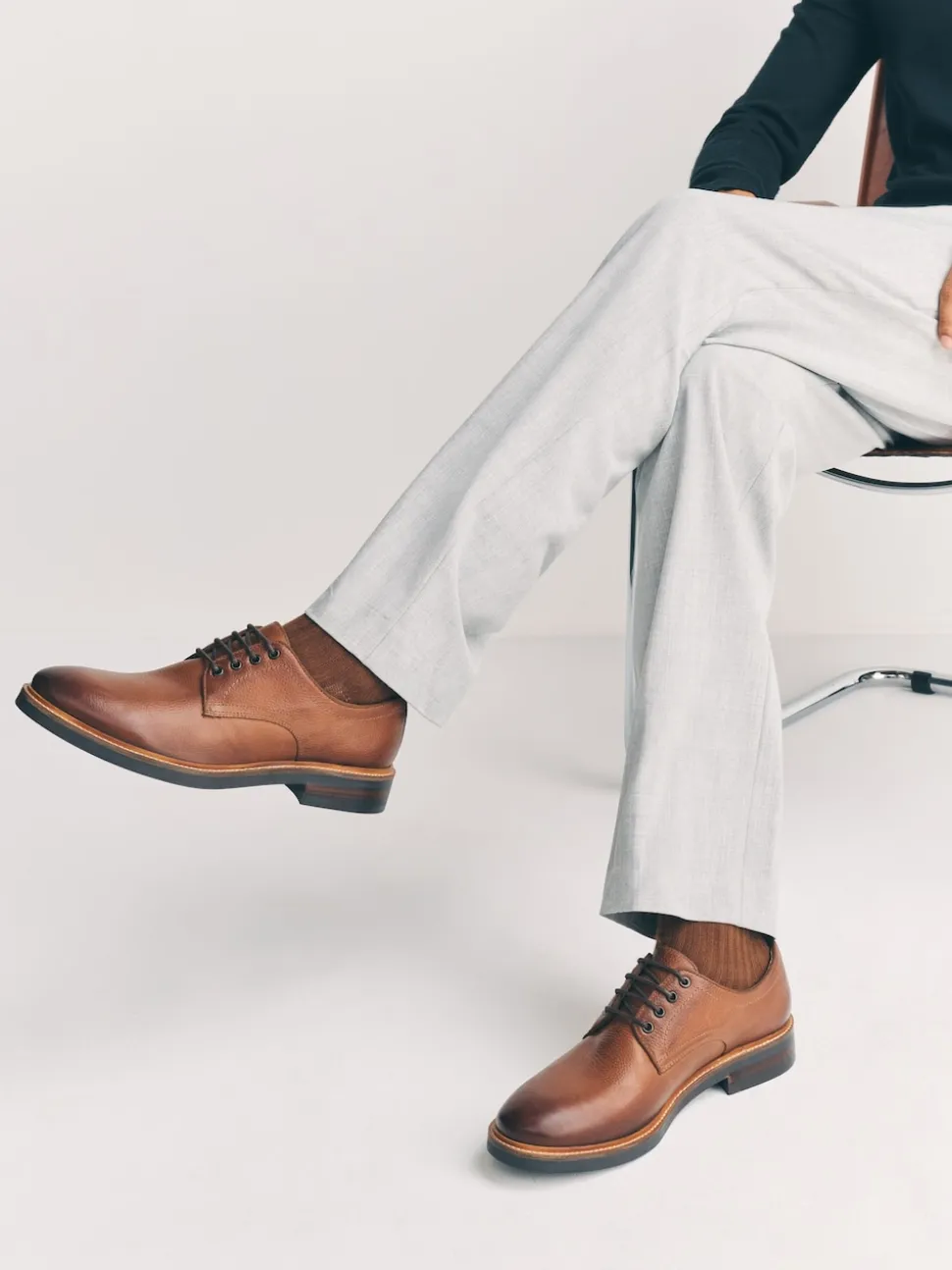 Tan Brown Heritage Derby Leather Shoes