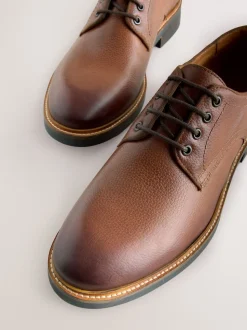 Tan Brown Heritage Derby Leather Shoes