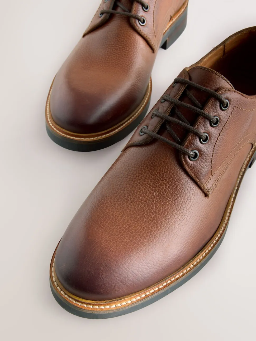 Tan Brown Heritage Derby Leather Shoes
