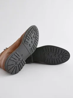 Tan Brown Leather Brogue Boots