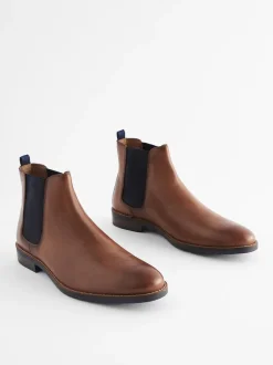 Tan Brown Leather Chelsea Boots