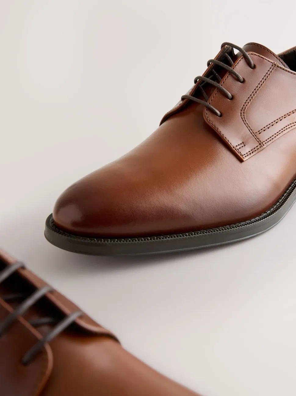 Tan Brown Leather Derby Shoes
