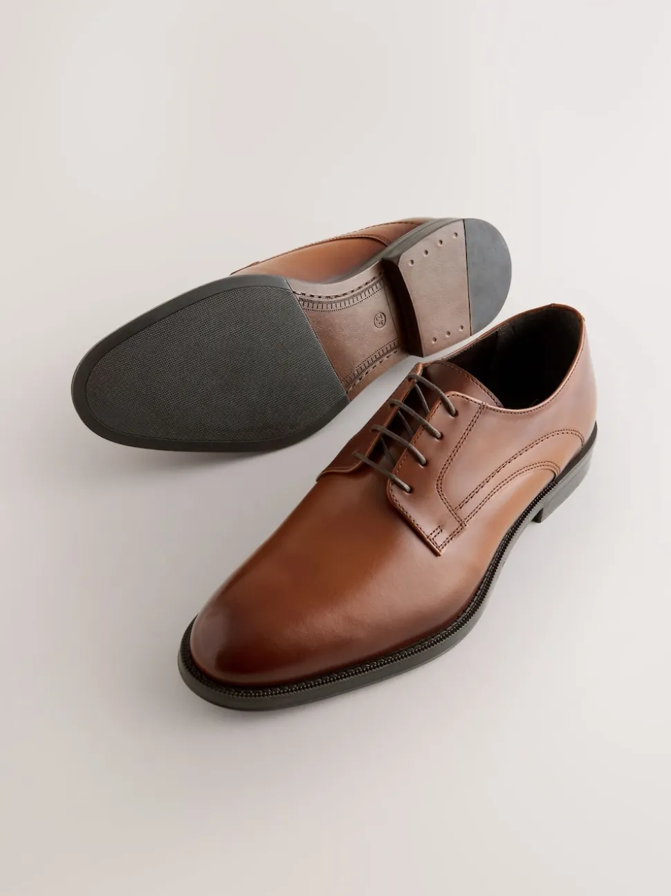 Tan Brown Leather Derby Shoes