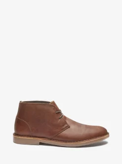 Tan Brown Leather Desert Boots