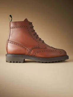 Tan Brown Leather Sanders for Next Cleated Brogue Boots